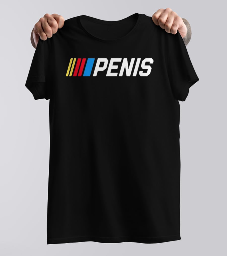 Penis NASCAR Racing With Iconic Striped T-Shirt