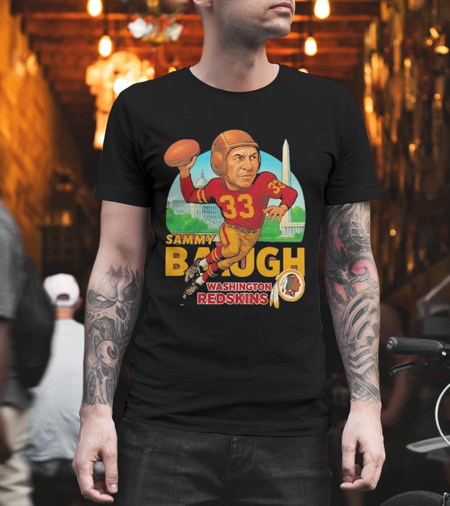 Sammy Baugh Washington Redskins Caricature Number 33 Football Legend T-Shirt
