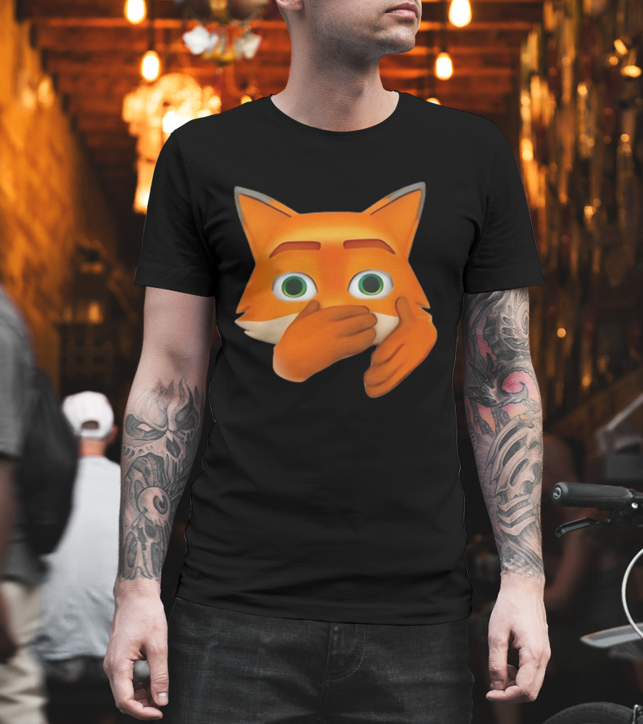 Scuba Fox Emoji Animal Covering Mouth Diving T-Shirt