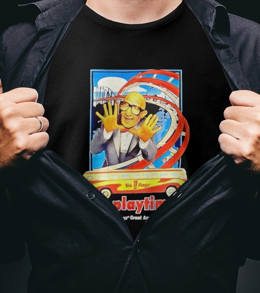 Six Flags Great America Mr. Six It's Playtime Roller And Bus Adventure T-Shirt