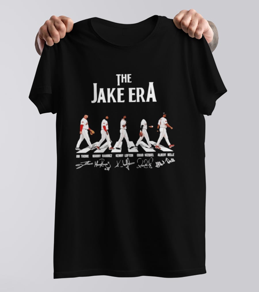 The Jake Era Cleveland Indians Jim Thome Manny Ramirez Kenny Lofton Omar Vizquel Albert Belle Signatures T-Shirt