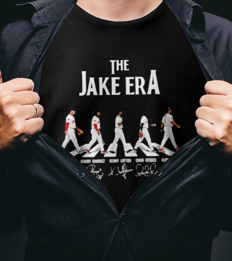 The Jake Era Cleveland Indians Jim Thome Manny Ramirez Kenny Lofton Omar Vizquel Albert Belle Signatures T-Shirt