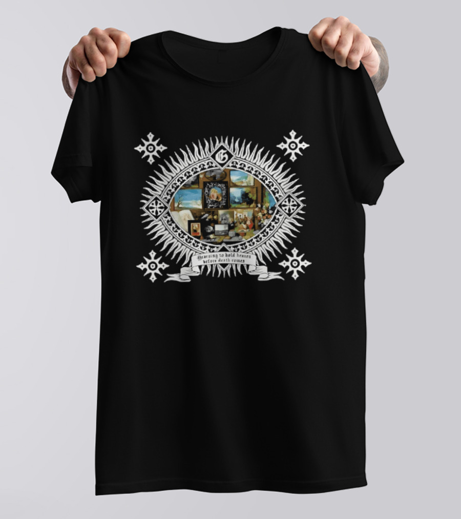 Yearning To Hold Heaven Before Death Comes Celestial Collage With Angelic And Serene Landscape T-Shirt