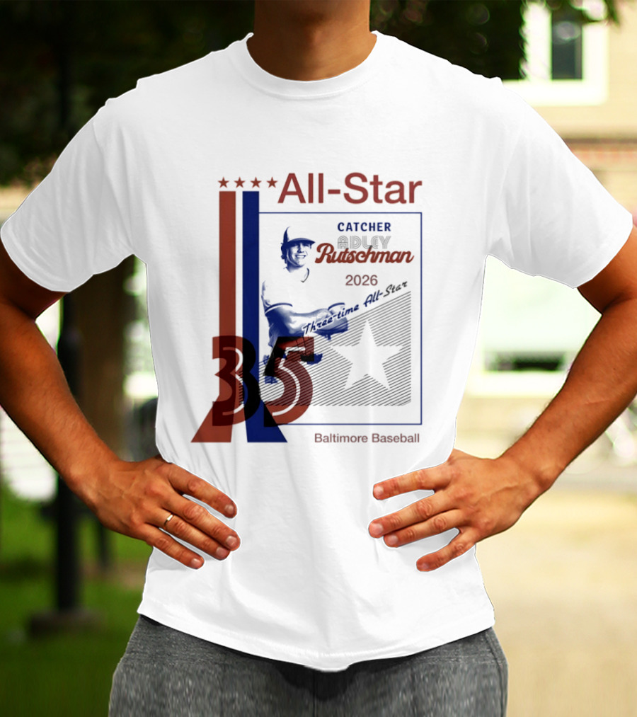 Adley Rutschman Three Time MLB All Star Catcher 2026 Baltimore Baseball 35 T-Shirt