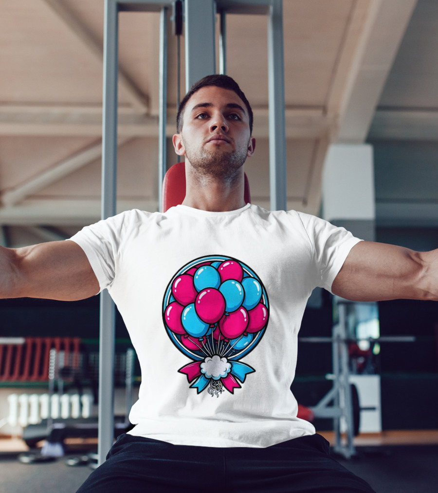 Balloon Bouquet Cartoon Vibrant Pink And Blue Celebration T-Shirt