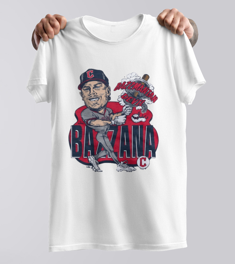 Bazzana Bazzmanian Devil Cleveland Guardians Caricature Baseball Player T-Shirt