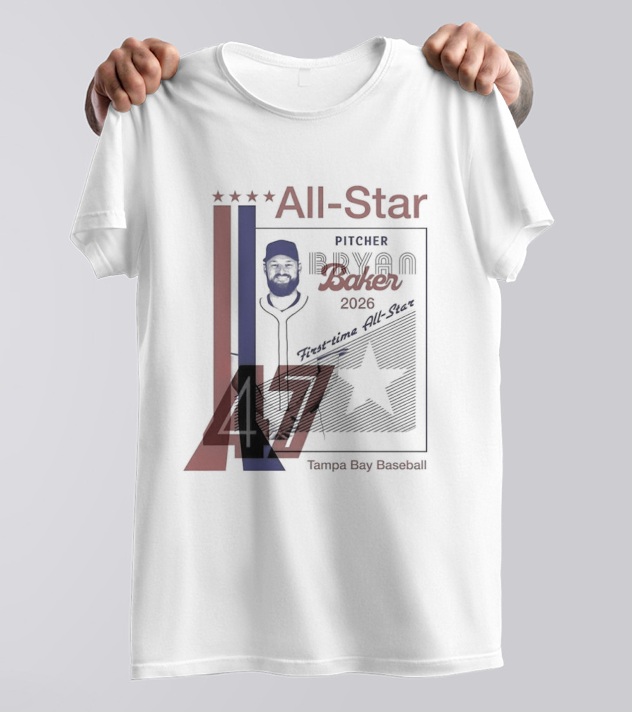 Tampa Bay Rays Bryan Baker 47 Pitcher 2026 MLB All Star T-Shirt