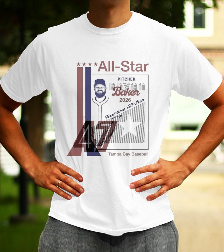 Tampa Bay Rays Bryan Baker 47 Pitcher 2026 MLB All Star T-Shirt