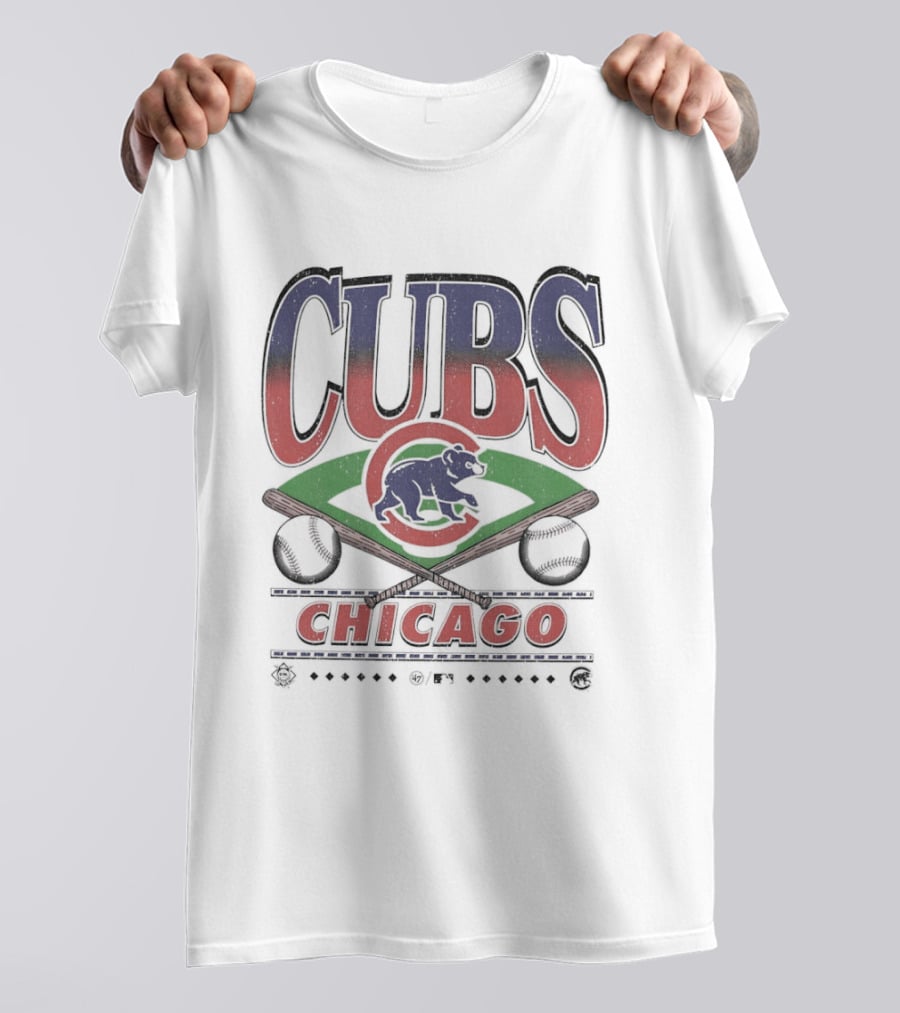 Chicago Cubs Baseball MLB Vintage Logo Crossed Bats T-Shirt
