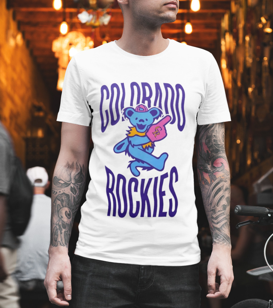 Colorado Rockies Grateful Dead Dancing Bear Sports Fan T-Shirt