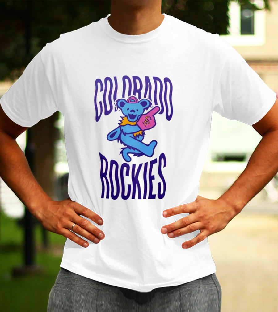 Colorado Rockies Grateful Dead Dancing Bear Sports Fan T-Shirt