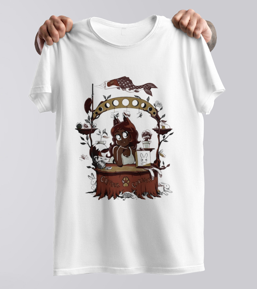 Critter Corner Fox Girl And Rabbits Anime Aesthetic T-Shirt