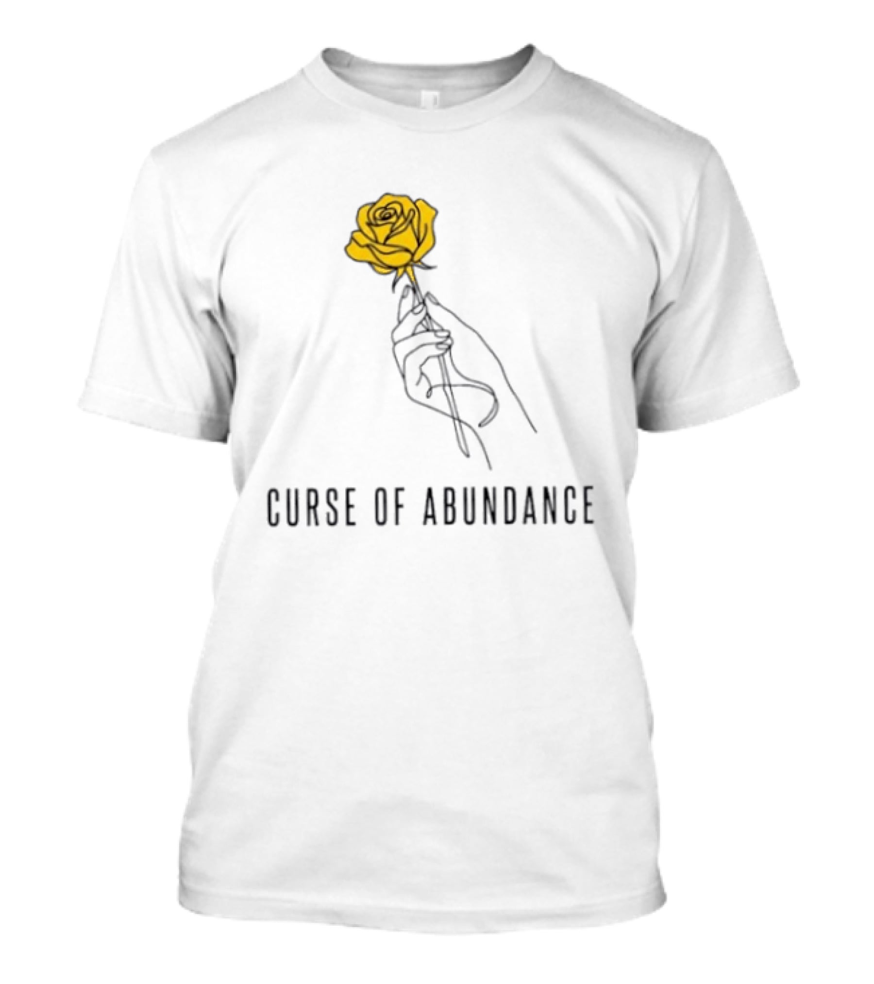 Curse Of Abundance Yellow Rose Hand Minimalist Line T-Shirt