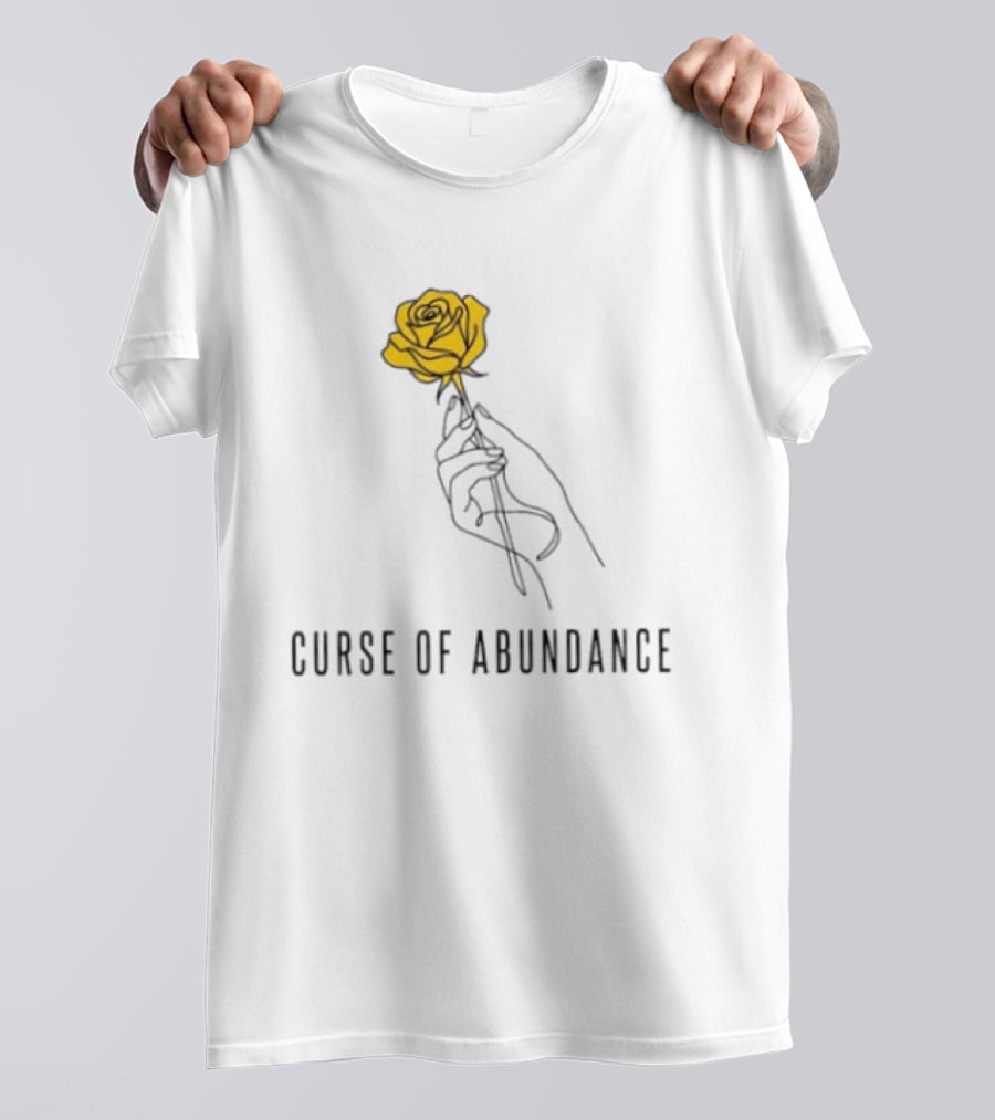 Curse Of Abundance Yellow Rose Hand Minimalist Line T-Shirt