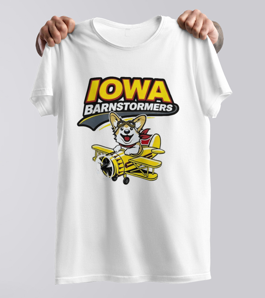 Iowa Barnstormers Corgi Pilot Airplane T-Shirt