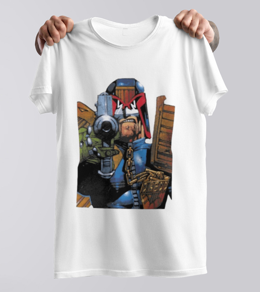 Judge Dredd 2000 AD Comic Book Character With Iconic Outfit T-Shirt