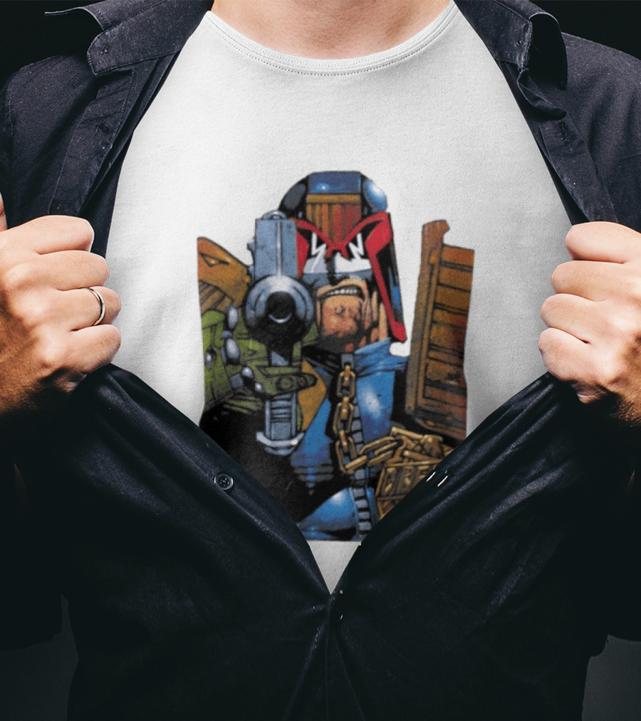 Judge Dredd 2000 AD Comic Book Character With Iconic Outfit T-Shirt