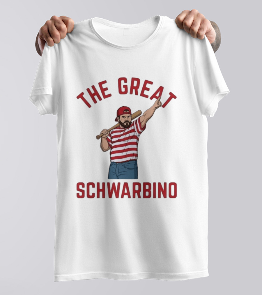 The Great Schwarbino Kyle Schwarber Baseball Tribute Red Striped T-Shirt