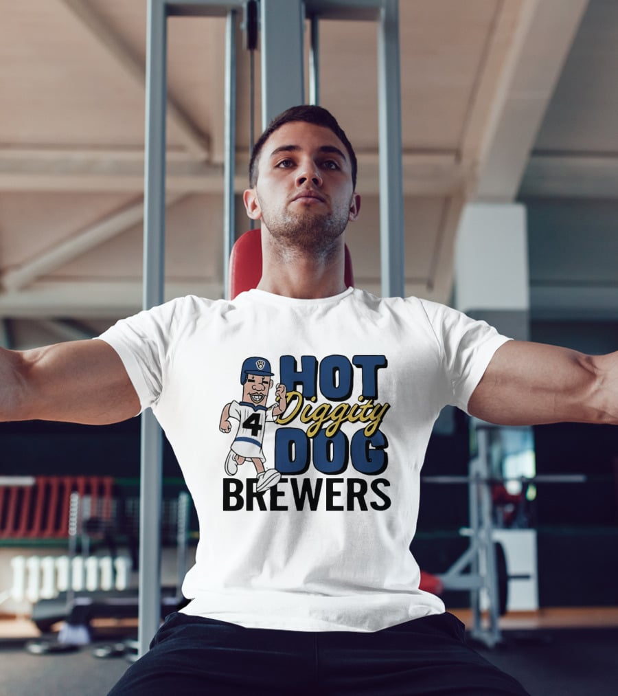 Milwaukee Brewers Hot Diggity Dog Baseball Player Number 4 T-Shirt
