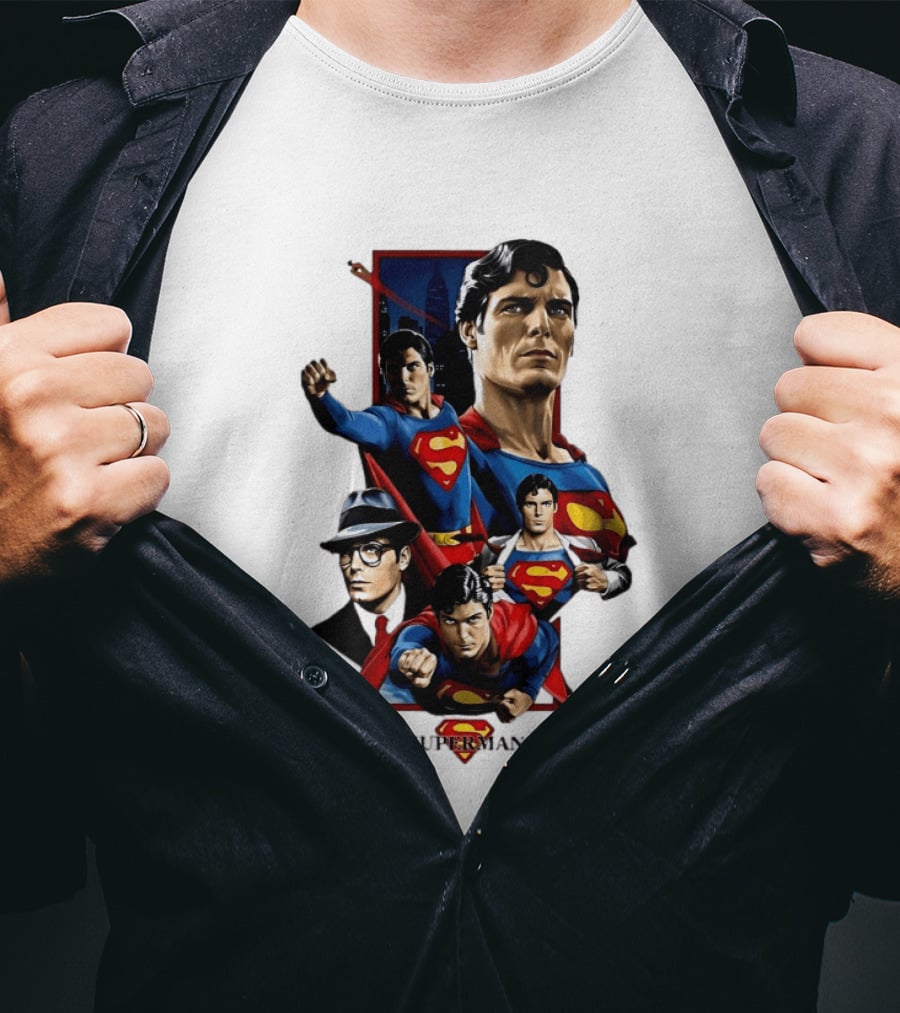 Superman Collage Classic Iconic Characters With S T-Shirt