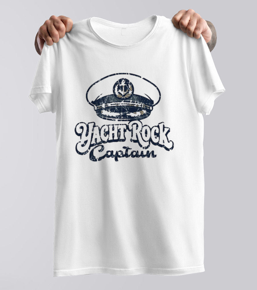 Yacht Rock Captain Distressed Nautical Captain's Hat T-Shirt