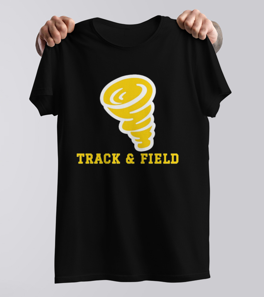 Tornado Track And Field Yellow Swirl Team Athletics T-Shirt