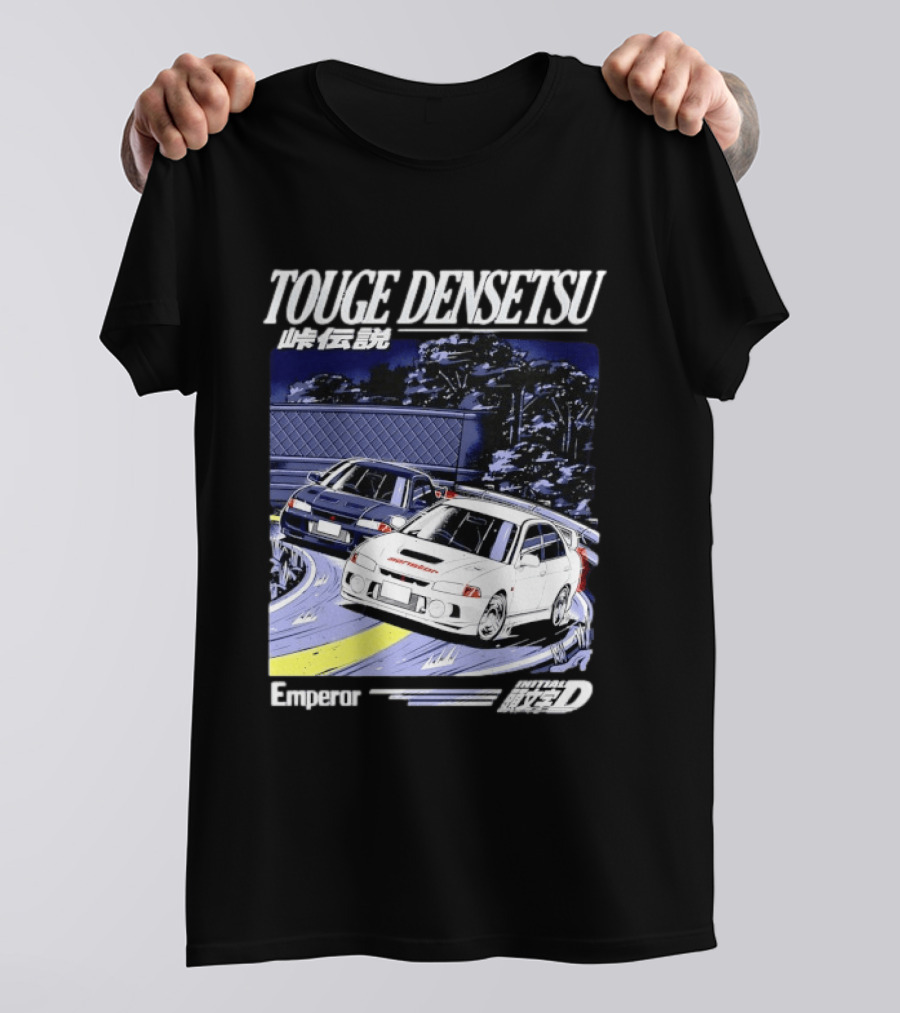 Touge Densetsu Emperor Initial D Mitsubishi Lancer Evolution Racing Scene T-Shirt