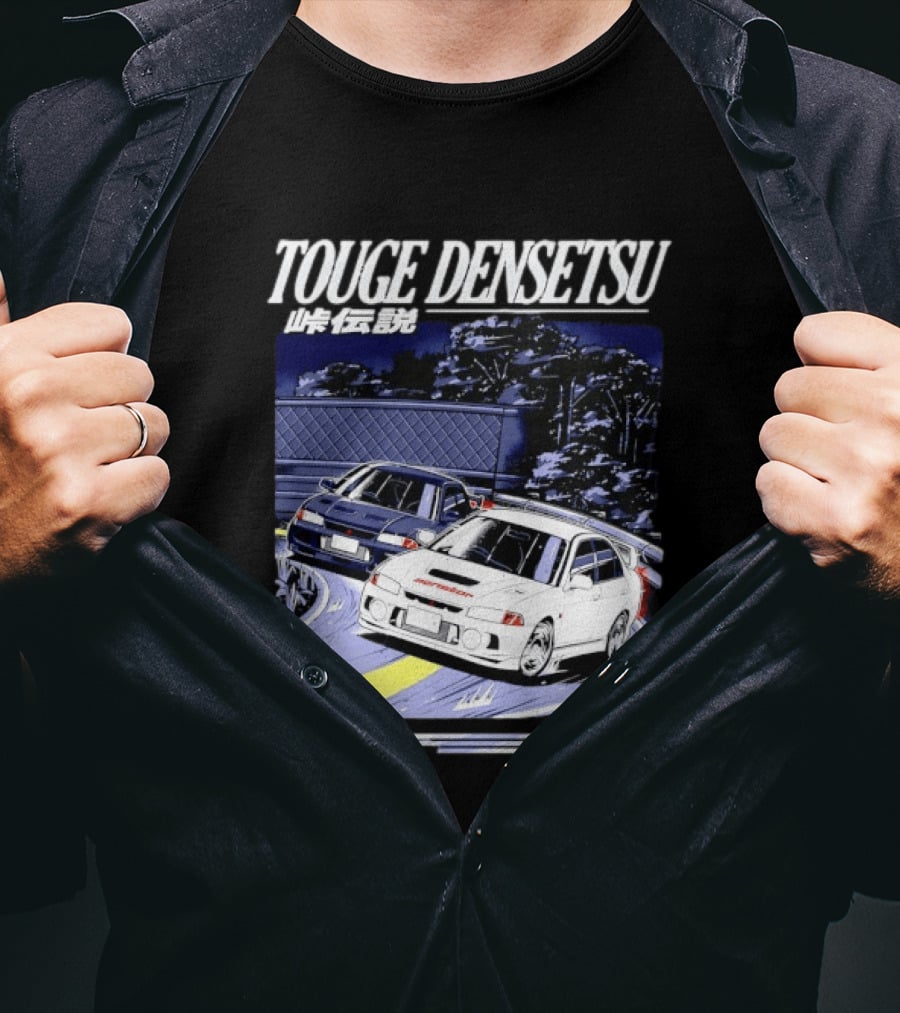 Touge Densetsu Emperor Initial D Mitsubishi Lancer Evolution Racing Scene T-Shirt