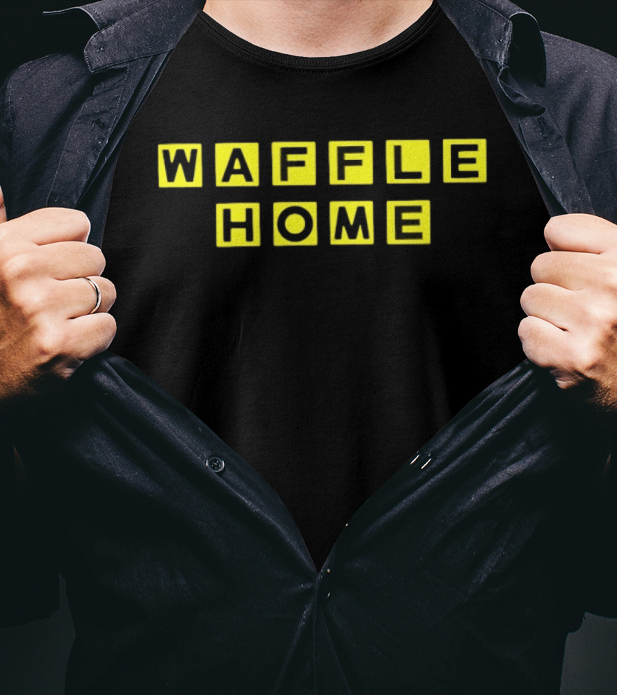 Waffle Home Breakfast Diner Yellow Block Letters T-Shirt