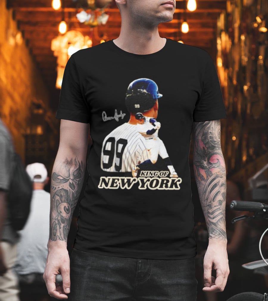 Aaron Judge 99 King Of New York Yankees Baseball Player Signed T-Shirt