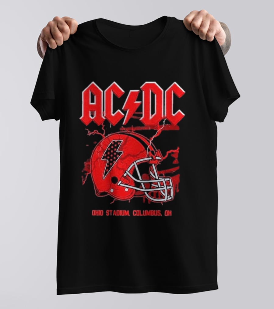 ACDC Pwr Up Tour 2026 Ohio Stadium Columbus Exclusive July 15 Lightning Bolt Helmet T-Shirt