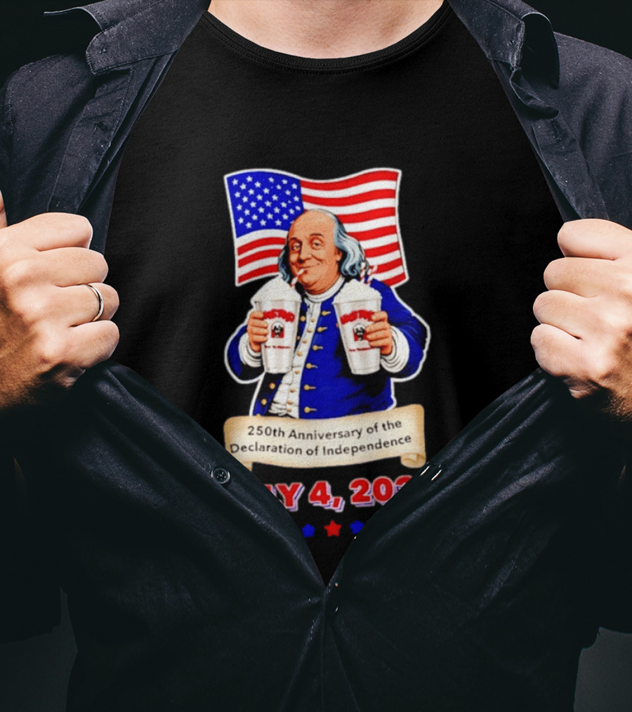 Benjamin Franklin July 4 2026 250th Anniversary Of The Declaration Of Independence T-Shirt