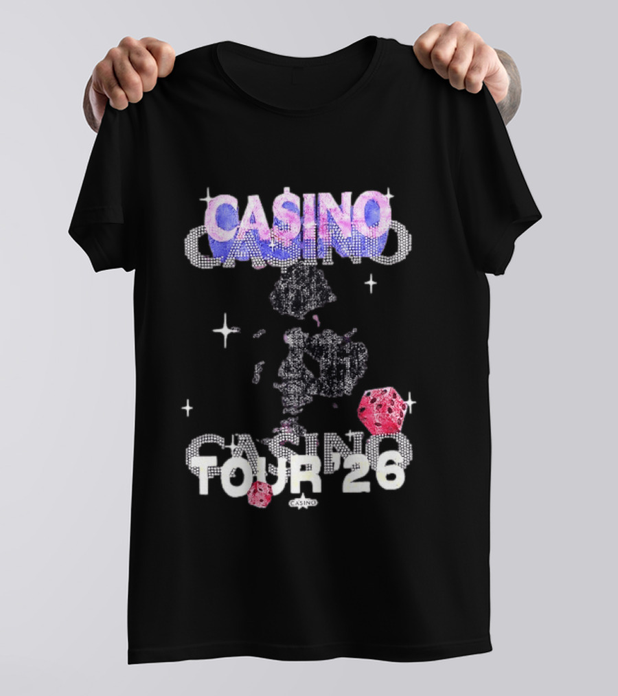 Casino Tour '26 Dice Gambling Las Vegas Sparkle Dice Stars T-Shirt