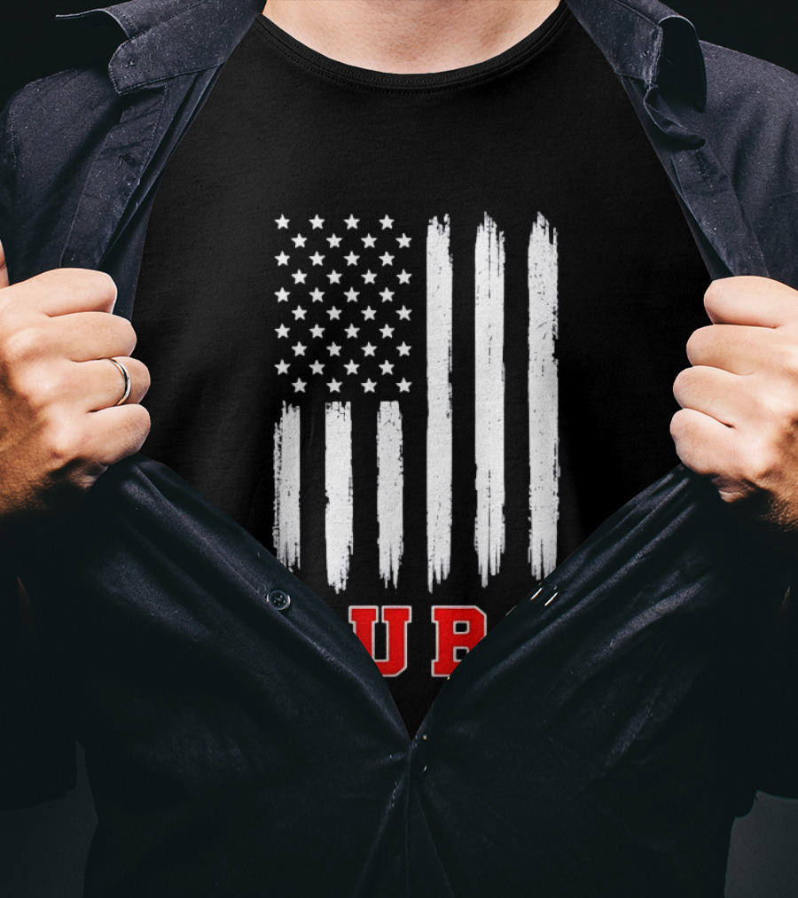 Cubs Distressed American Flag Stars And Stripes T-Shirt