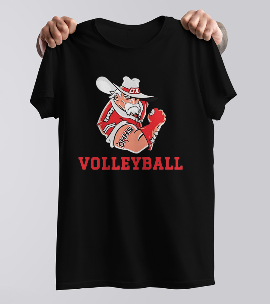 DHHS Volleyball Ox Mascot With Cowboy Hat And Gloves T-Shirt