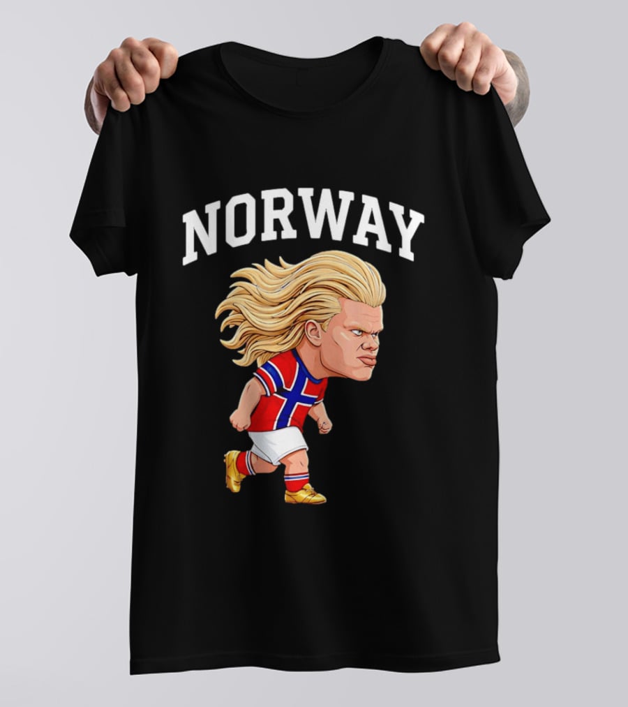 Erling Haaland Norway Football Player Caricature Nordic Soccer Star T-Shirt