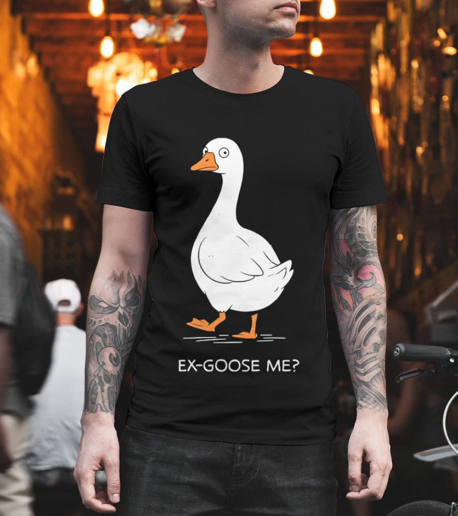Ex Goose Me Goose Pun Cartoon Walking Goose T-Shirt