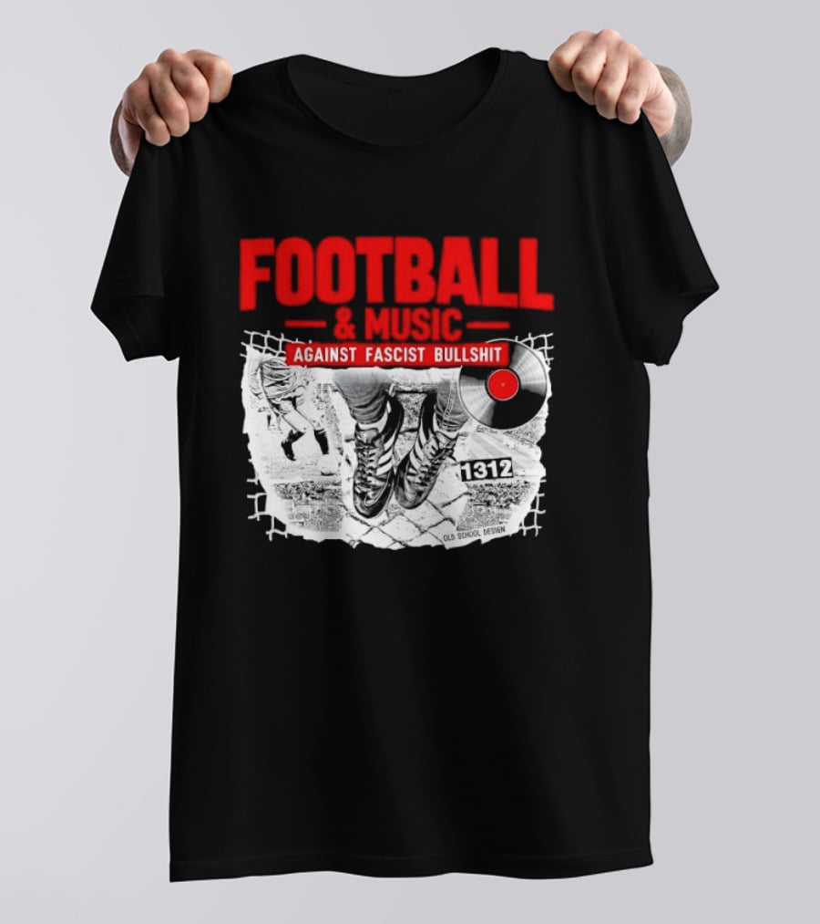 Football And Music Against Fascist Bullshit Vinyl Record 1312 T-Shirt