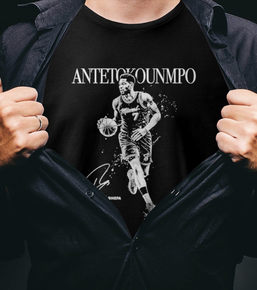 Antetokounmpo Miami Heat Mono Dribbling Signature T-Shirt