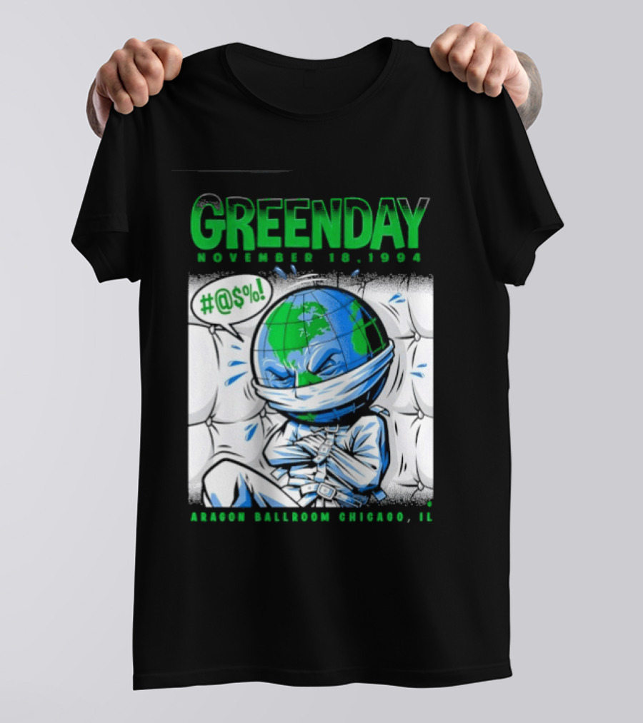 Greenday November 18 1994 Aragon Ballroom Chicago IL Earth T-Shirt