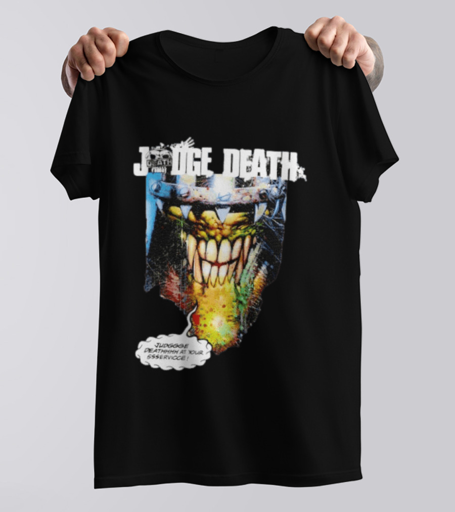 Judge Death 2000 AD Comic Book Character Jugggge Deathhhh At Your Sssservice T-Shirt