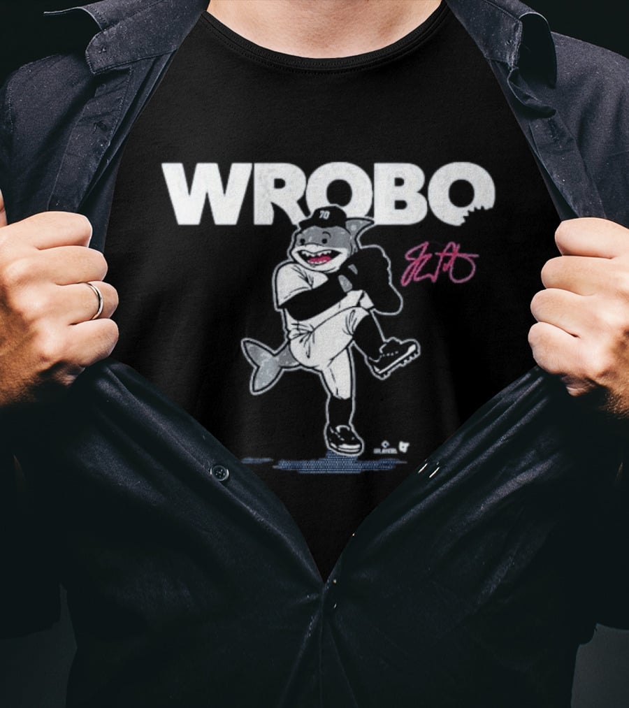 Wrobo 70 Shark Pitcher Cartoon With Signature T-Shirt
