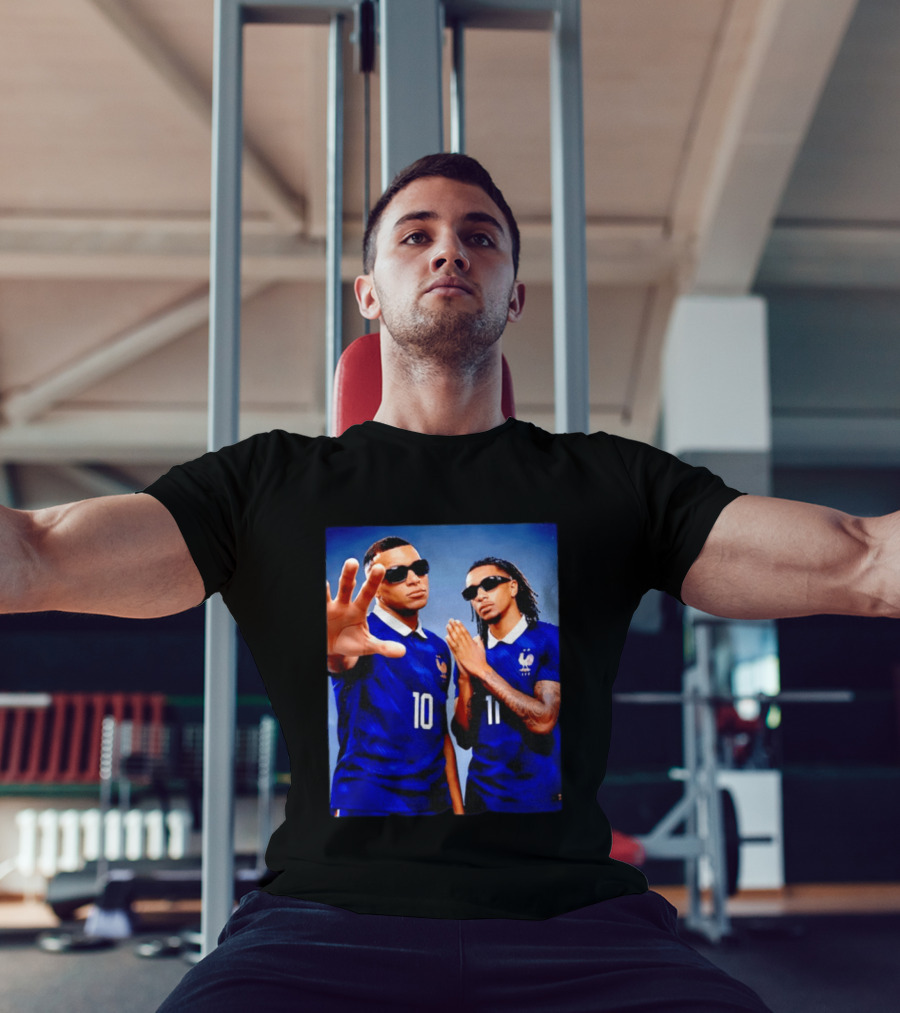 Kylian Mbappe Ousmane Dembele France National Football Team Jersey Blue T-Shirt