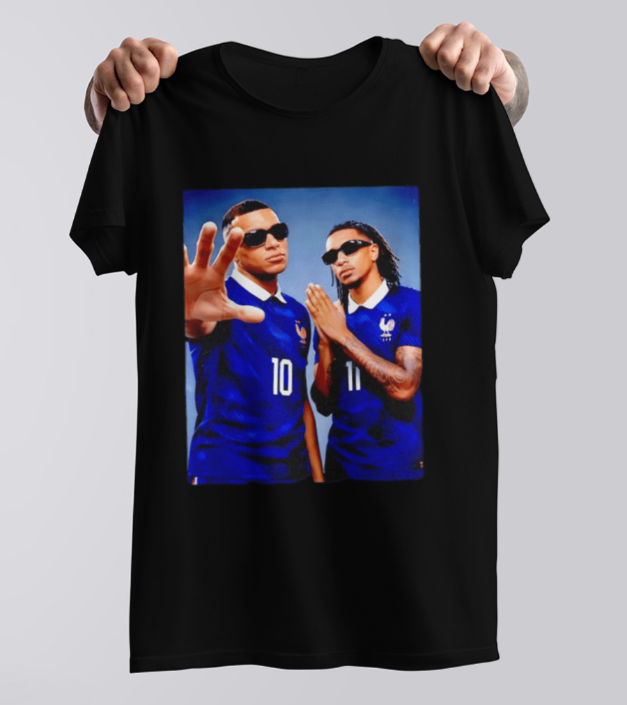 Kylian Mbappe Ousmane Dembele France National Football Team Jersey Blue T-Shirt