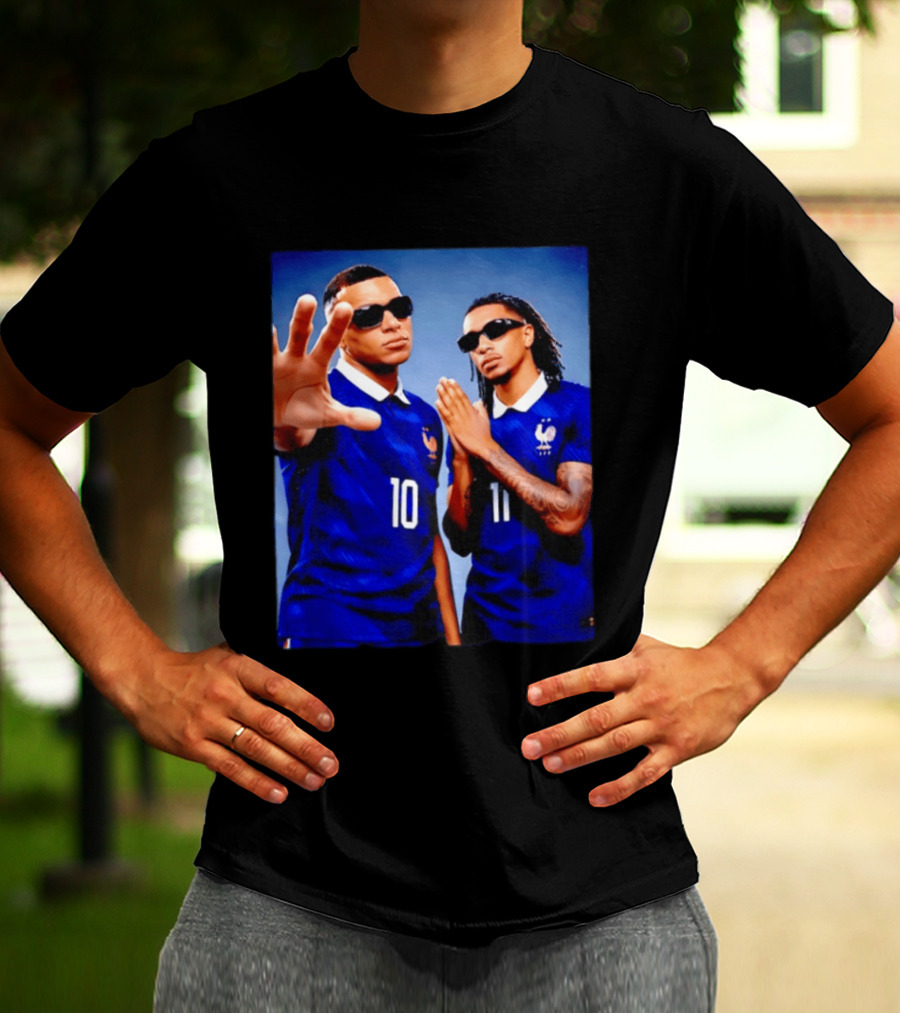 Kylian Mbappe Ousmane Dembele France National Football Team Jersey Blue T-Shirt