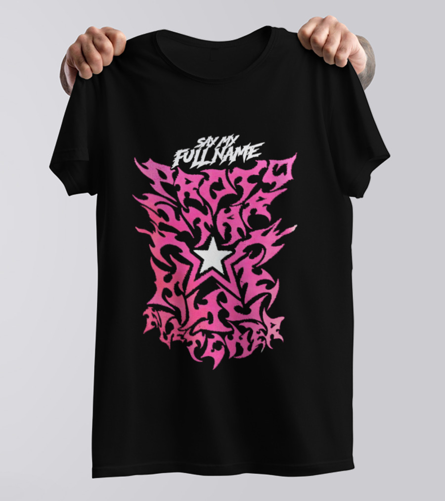 Pretty Peter Avalon Say My Full Name Star Pink Text AEW T-Shirt