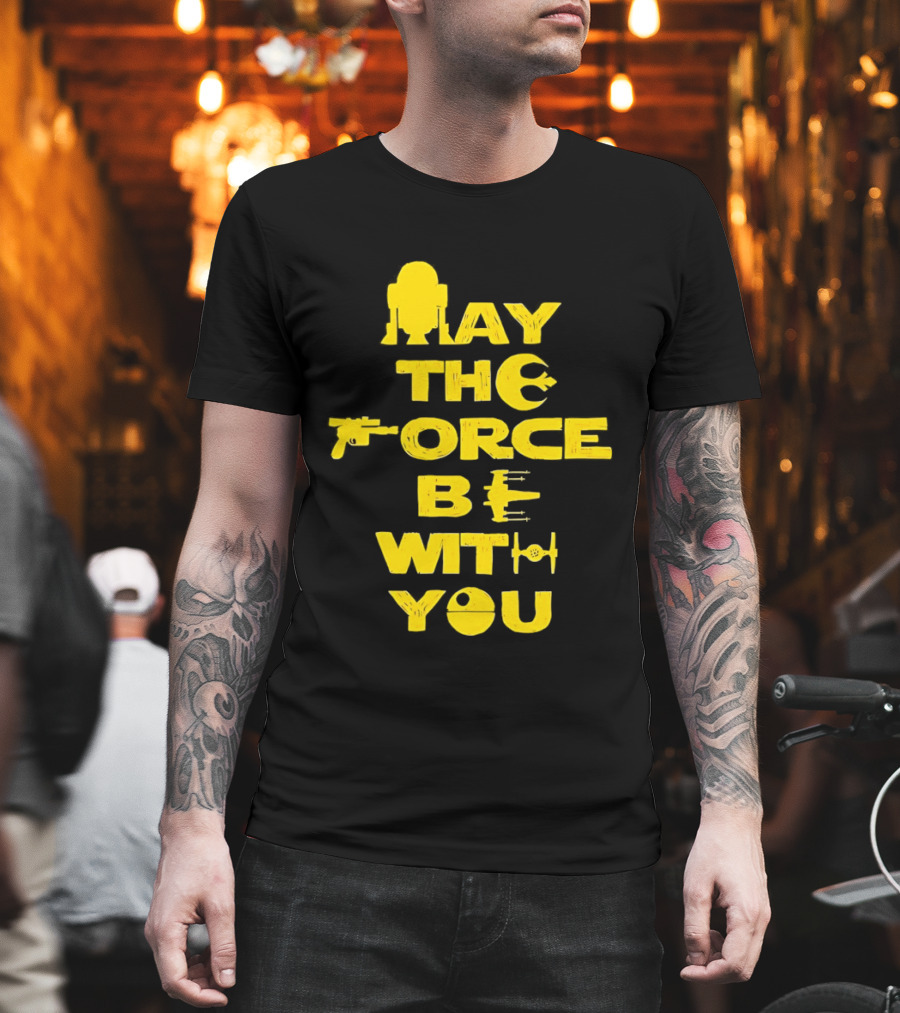 Star Wars May The Force Be With You Droid And Spaceship T-Shirt