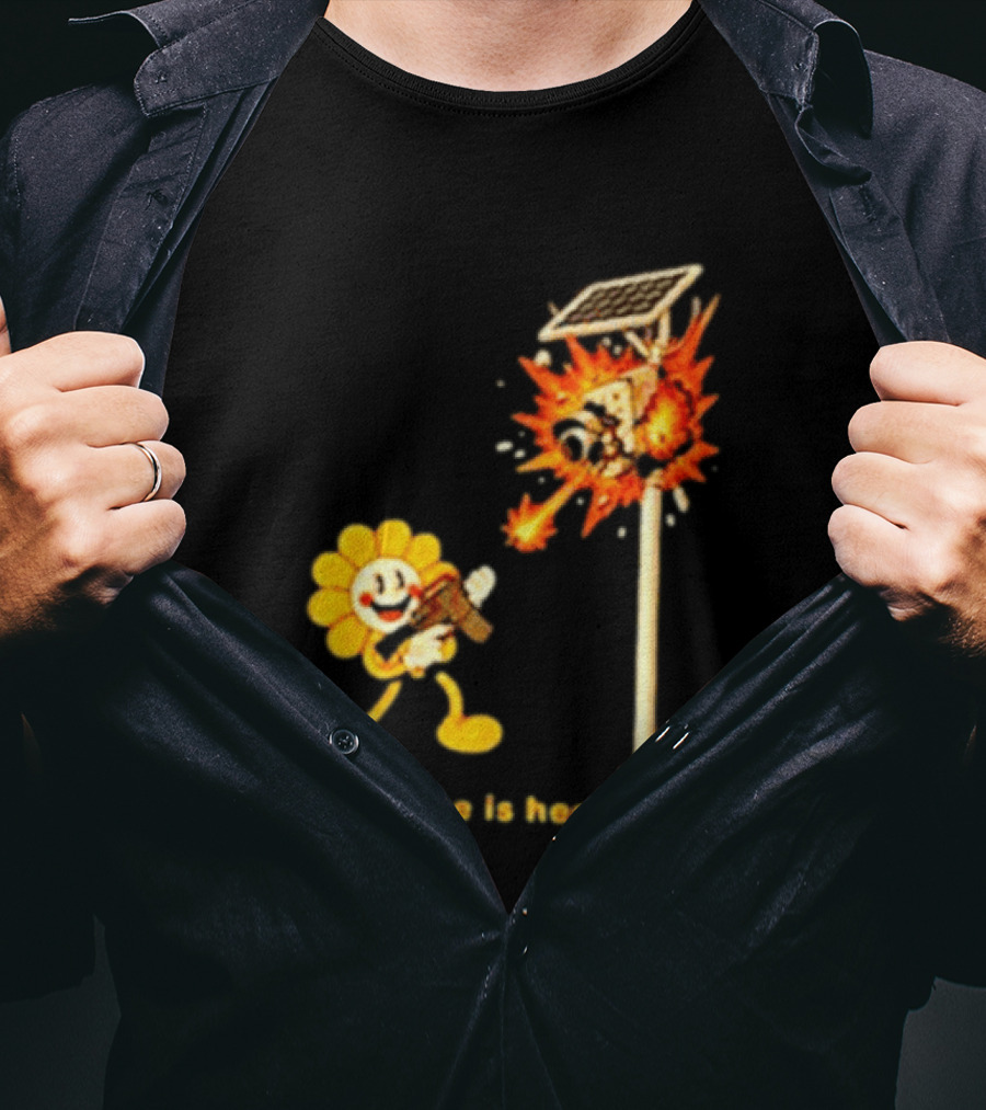 Nature Is Healing Flower Shooting Solar Security Camera Explosion T-Shirt