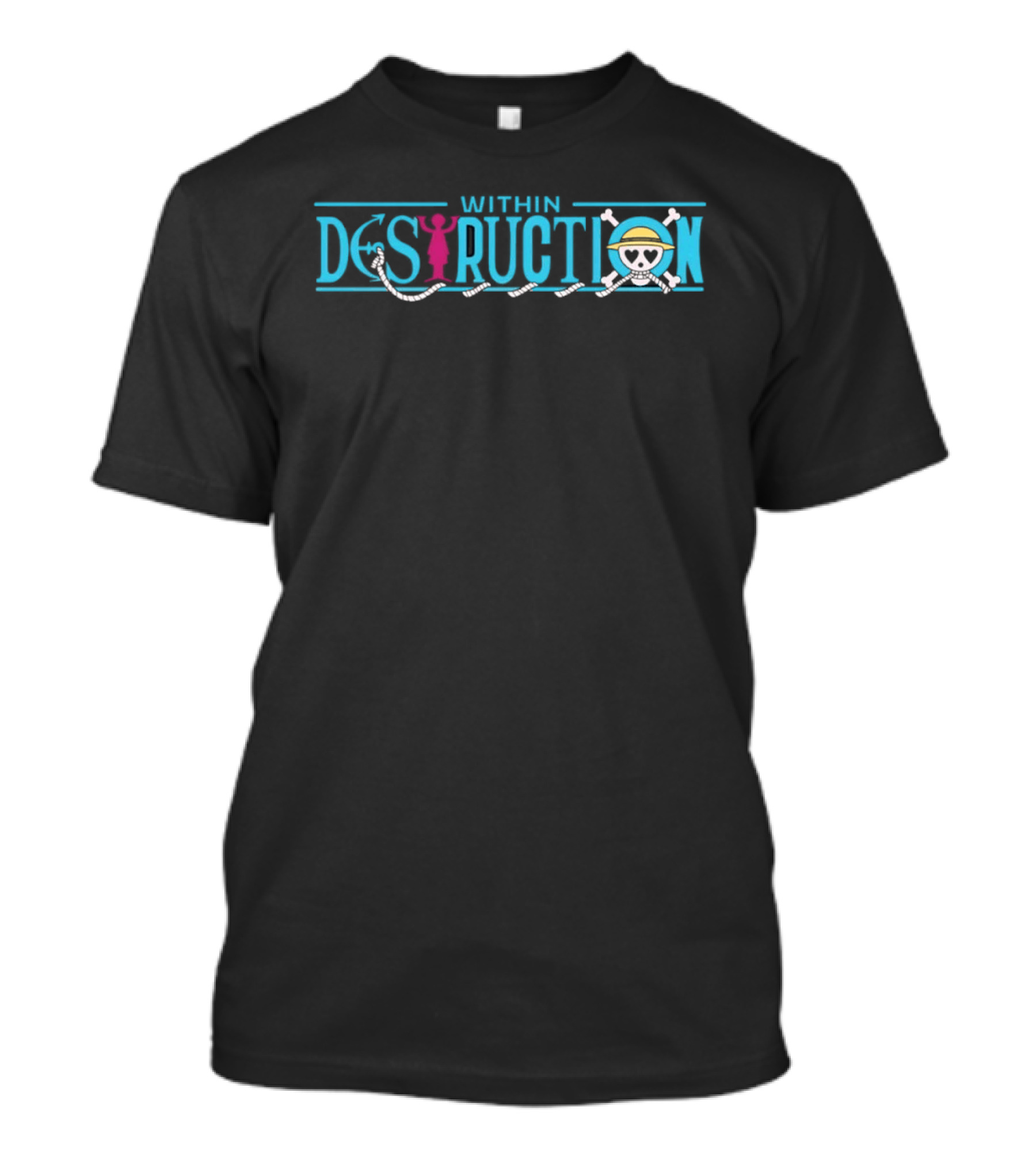 One Piece Within Destruction Straw Hat Skull Crossbones T-Shirt