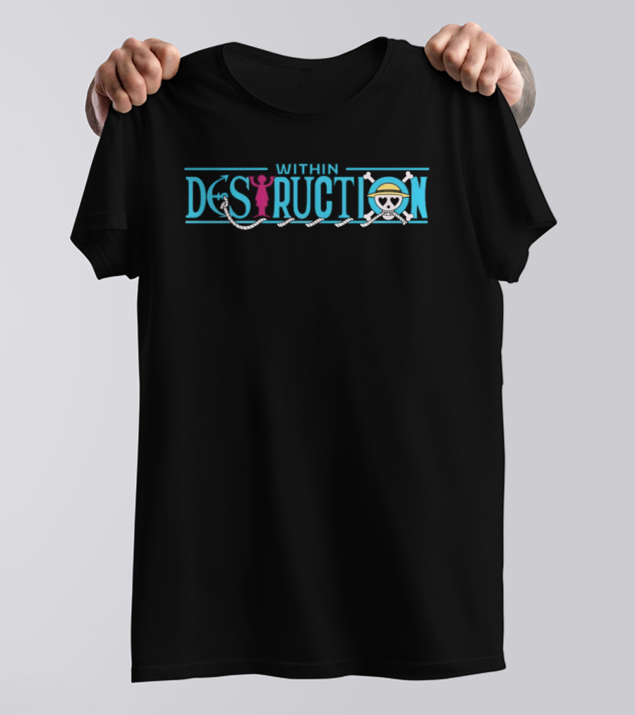 One Piece Within Destruction Straw Hat Skull Crossbones T-Shirt